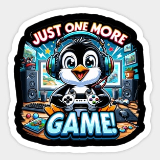 Epic Gaming Penguin: Just One More Game! Sticker